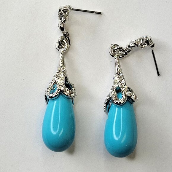 Turquoise Blue Teardrop Earrings - Picture 1 of 10
